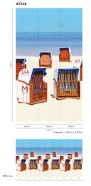 Strandstol tapet ved havet beige, blå,Illustration 2,70 x 1,59 m