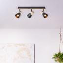 Spotbalken Emil, schwarz/braun, 16,5 x 47,5 cm, Holz Innenleuchte