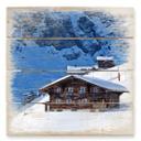 Cuadro de madera cabaña de vacaciones en los Alpes suizos - 40x41,5 cm