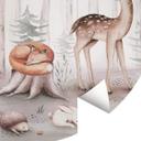 Tapet cirkel Kvilis - Sweet Forest Animals - vliesetapet/selvklæbende non-woven tapet