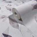 Papel pintado no tejido hojas naturaleza floral mate en blanco grisáceo