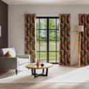 Ösenvorhang mit floralem Design - Ösenschal schwarz und orange - Vorhang mit Ösen