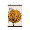 Póster de tela Cubistika - Sol dorado detrás de un árbol