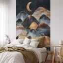 Fredriksson - fotomural de montañas a la luz de la luna dorada