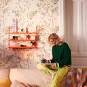 Papel pintado tejido-no tejido botánico en verde claro y blanco - diseño mural con motivos florales de la naturaleza