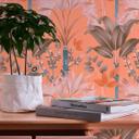 Grafisk jungle tapet orange farverig - non-woven tapet palmeblade