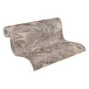 Papel pintado no tejido de hojas de palmera marrón gris - papel pintado jungla para dormitorio