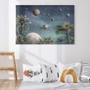 Lienzo Kikki Belle - Mundo de fantasía tropical con planetas y palmeras