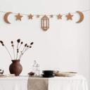 Décoration en bois placage acajou  -  Set pour Ramadan - Lune, étoiles et lanterne