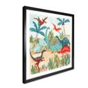 Póster infantil Dinosaurios de colores en el bosque primitivo - Bonne Müller - Cuadrado