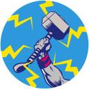 Selvklæbende non-woven tapet - Avengers Thors Hammer Pop Art - 125 x 125 cm