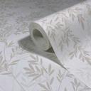 Ikke-vævet tapet blade blomstret natur mat i hvid beige