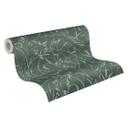 Papier peint intissé Fée Wild Free vert gris métallisé - herbes fleurs sauvages salon chambre à couc
