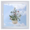 Cuadro de ventana árbol de Navidad decorado azul-rojo-dorado