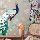 blomstertapet farverig grå - non-woven tapet designer natur - blomstertapet påfugl