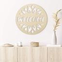 Decoración en madera para puertas - Bienvenido girasol - Álamo - Redondo