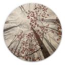 Cuadro de madera con motivo de bosque - Copas de árboles con hojas rojas - Coman