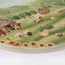Cuadro de madera habitación infantil - Oliver Robins - Granja colorida con animales - Redondo
