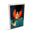 Cuadro de madera sirena a la luz de la luna roja - Hülya