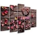 5 stykke lærredstryk Heart Love vintage blomster