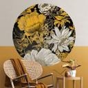 Vinilo decorativo floral - Esplendor floral en ocre redondo - Jaszke