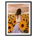Póster Mujer en un campo de girasoles - Goed Blauw