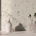 Engblomsttapet rosa beige hvid - Ikke-vævet tapet med blomstret akvarel-look