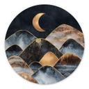 Tableau sur alu-Dibond rond Fredriksson - Montagnes au clair de lune doré