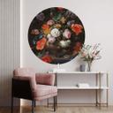 Muursticker Mignon - Stilleven met Bloemen - rond