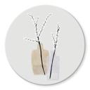 Tableau sur verre Blursbyai - Deux vases avec des branches de saule dans des tons pastels