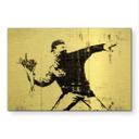 Geborsteld Alu-Dibond met goud-, zilver- & kopereffect - De Bloemenwerper - Banksy