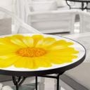 Plateau de table en verre - Gerbera jaune - Rond