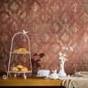 Ornamentalt tapet rødguld - Ikke-vævet tapet med vintage-look og blank struktur