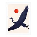 Póster Kubistika - Grulla con sol rojo