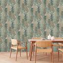 Papel pintado estampado con hojas de helecho beige verde marrón - papel pintado floral con hojas 