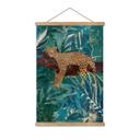 Tekstil plakat leopard i smaragdgrøn jungle - Manovski