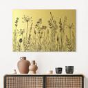 Geborsteld Alu-Dibond met goud-, zilver- & kopereffect - Veldbloemen illustratie