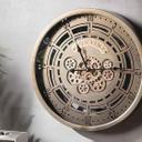 XL Steampunk Wanduhr mit Zahnrädern und offener Konstruktion | Vintage Metallic-Look | Ø46 cm