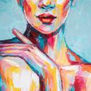 Artistic AcrylicGirl tapet i blå gul - non-woven tapet Designwalls 2 - 2,55 x 3,5 m