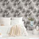 Fotomural palmeras hojas selva - papel pintado no tejido blanco gris salón