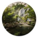 Cuadro de madera cascada en el bosque - Fotografía de naturaleza redonda - Foto