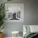 3D Wallsticker vindue firkantet - Tåget skov