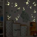 Wallsticker Baby elefant med hjerter (grøn) som er selvoplysende i mørke - vægprint