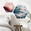 Hexagon Dibond Mysterieuze mist in het bos - SpaceFrog Designs