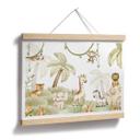 Póster infantil Oliver Robins - Simpáticos animales bajo palmeras