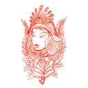 Sticker mural - Miami Ink - Femme et plume de paon
