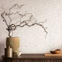 Papel pintado no tejido hojas naturaleza floral mate en gris beige