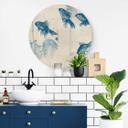 Tableau sur alu-Dibond Poissons bleus - Rond