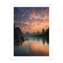 Póster Zhang - Paisaje fluvial asiático al atardecer