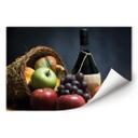 Poster autocollant - W - Vin et Corbeille de Fruits